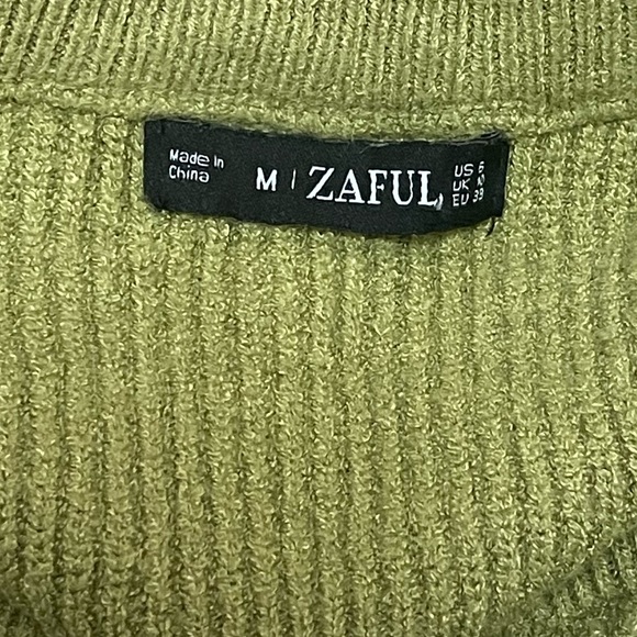 Zaful Knit Ribbed Open Back Cropped Top Olive Green Size Small - Picture 5 of 6